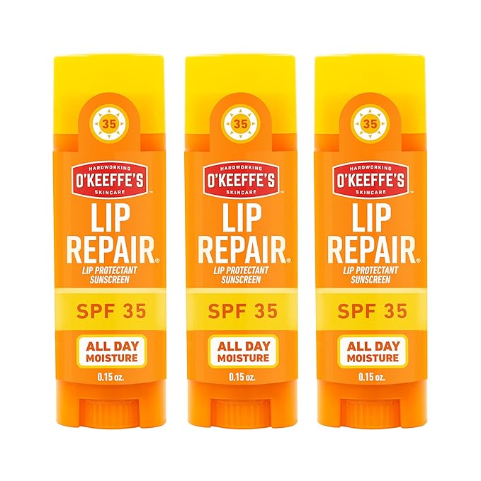 O'Keeffe's Lip Repair SPF 35 Lip Balm - Stick (3 Pack) - Sun-Safe Moisturizer for Extremely Cracked, Dry Lips