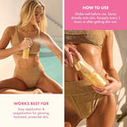 Kopari Golden Sunglaze Sheer Body Mist Sunscreen SPF 50, Infused with Shimmering Body Oil, Hydrating Mist, Hydrates, Brightens, Gives Skin a Glowy Finish, Lightweight, Fast-Absorbing.