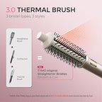 TYMO STYLUX PRO Thermal Brush Curling Brush, 1.5 Inch Blowout Heated Round Volumizer, Hair Straightener and Curler 2 in 1, 800M Negative Ion for Smoother, LCD Display, 5 Temp, Dual Voltage, Gold