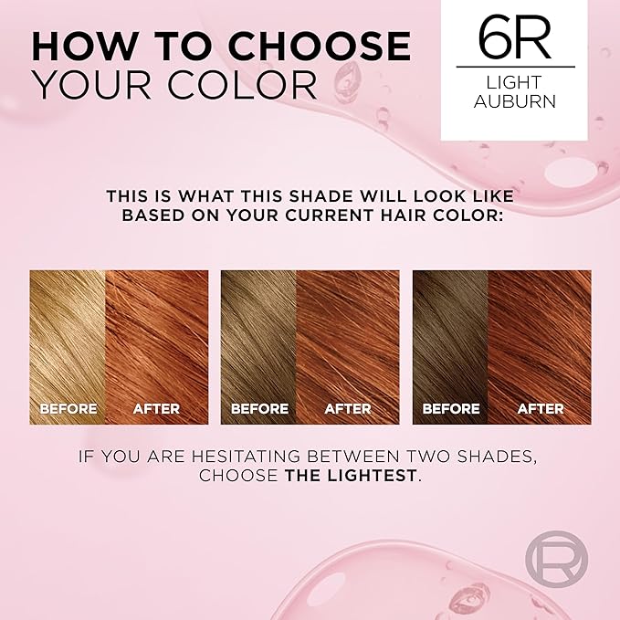 L'Oreal Paris Excellence Crème Permanent Hair Dye, Triple Care Hair Color with Pro-Keratine Complex for 100% Gray Hair Coverage, 6R Light Auburn, 1 Kit