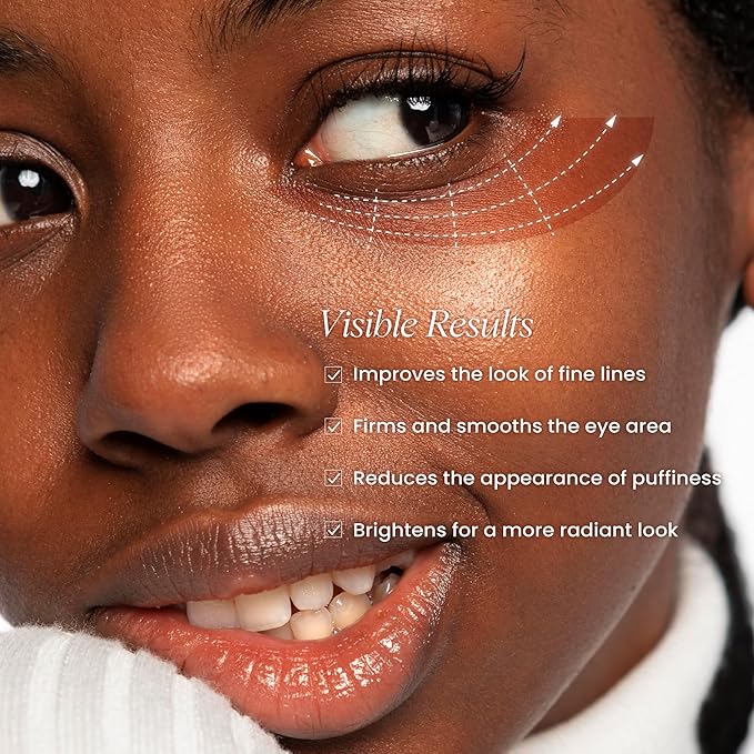 Koji White 3% Caffeine Eye Serum for Puffiness & Dark Circles with 0.2% Retinol, Peptides, Hyaluronic Acid & Vitamin C - Fragrance-Free, Unscented for Sensitive Skin, Vegan Skincare 0.50 Fl Oz