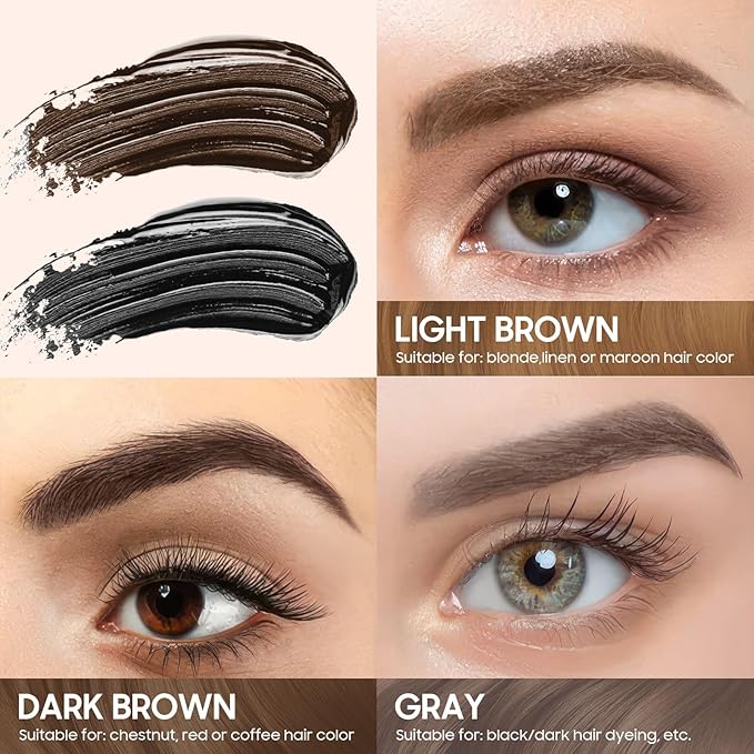 Brow Tattoo Peel Off Tint - Eyebrow Gel Tint with Eyebrow Stencils Christmas Makeup Gift for Women, Brow Gel Eyebrow Tattoos Waterproof Long-Lasting, Eye Brow Pencils Lush & Full Brows (Light Brown)