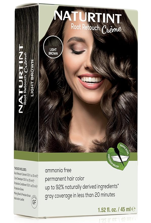 Naturtint Light Brown Root Retouch Crème Permanent Hair Color - Ammonia Free, Conceal Grays, No Artificial Scent, 1.52 Fl Oz