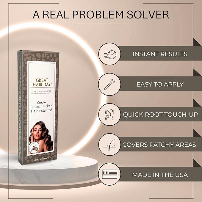 Joan Rivers Great Hair Day Root Touch Up Powder – Fill-in Powder for Thicker, Fuller Looking Hair (Salt Pepper)