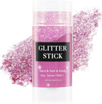 MEICOLY Pink Body Glitter Stick,Pink Face Glitter Sparkly Hair Glitter,Pink Accessories for Spirit Week,Singer Concerts Lover Heart Glitter Makeup,Mermaid Glitter Face Paint,Waterproof