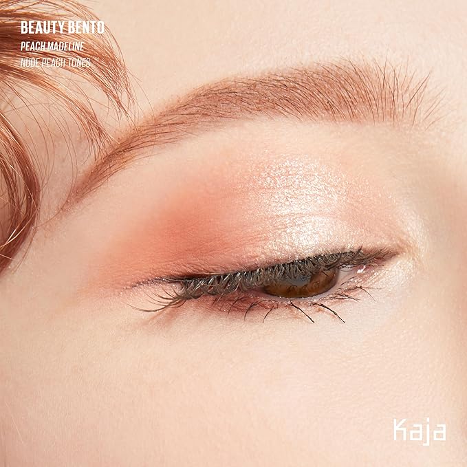 Kaja Beauty Bento Collection - Bouncy Eyeshadow Trio | 16 Peach Madeline | Nude Peach Tone | Vegan, Cruelty free