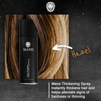 Mane Hair Thickening Spray & Root Touch Up, Instantly Thicker Hair for Men & Women, Fill in Hairlines and Hide Thinning and Fine Patches - Hazel, 12 Colors (6.76 oz)