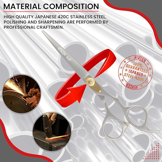 Hair Cutting Scissors -Sharp Razor Edge Blade Hair Shears Series - 6.5" With Fine Adjustment – Stainless Steel Hair Scissors Professional For Men, Women & Babies (Sand)