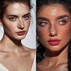 Glitter Freckles, Holographic Face and Body Glitter Tattoo Sparkle for Women Gold Glow Cosmetic Star Makeup Accessories for Festival Rave (Holographic&Gold)