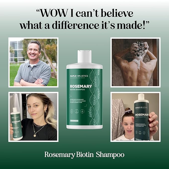 Volumizing Biotin and Rosemary Shampoo - Vegan Rosemary Biotin Shampoo for Thinning Hair for Women and Men with Nourishing B Vitamins & Tea Tree Oil - Paraben Silicone & Sulfate Free (16 Fl Oz)