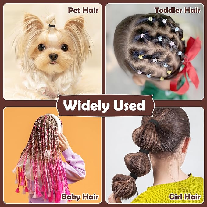 1500 Pcs Hair Bands in 4 Natural Colors - Rubber Hair Ties with Organizer Box and 6 Styling Tools for Women, Girls, Kids