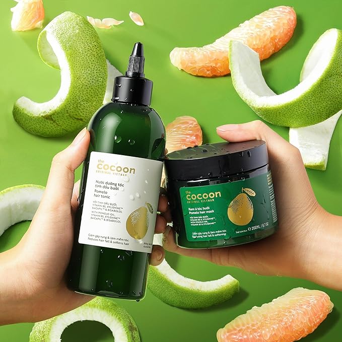 Cocoon Pomelo Oil Hair Tonic. 100% Vegan Scalp Serum Treatment for Thinning, Damaged & Breakage Hair | Soften, Reduce Hair Loss & Promote Hair Growth. 10.5 fl oz