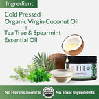 Organic Fiji Raw Cold Pressed Coconut Oil for Hair, Skin, Face & Body | Relaxing Massage Oil | Tea Tree Spearmint,12 oz for Women Men & Baby