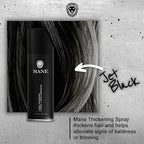 MANE Hair Thickening Spray & Root Touch Up, Instantly Thicker Hair for Men & Women, Fill in Hairlines and Hide Thinning and Fine Patches - Jet Black, 12 Colors (6.76 oz)