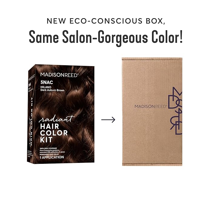 Madison Reed Radiant Hair Color Kit - 6NAC Medium Chocolate Brown with Copper-Auburn Undertones (Verona), Dimensional Gray Hair Blending Permanent Hair Dye, PPD-Free & Ammonia-Free, 1 Pack