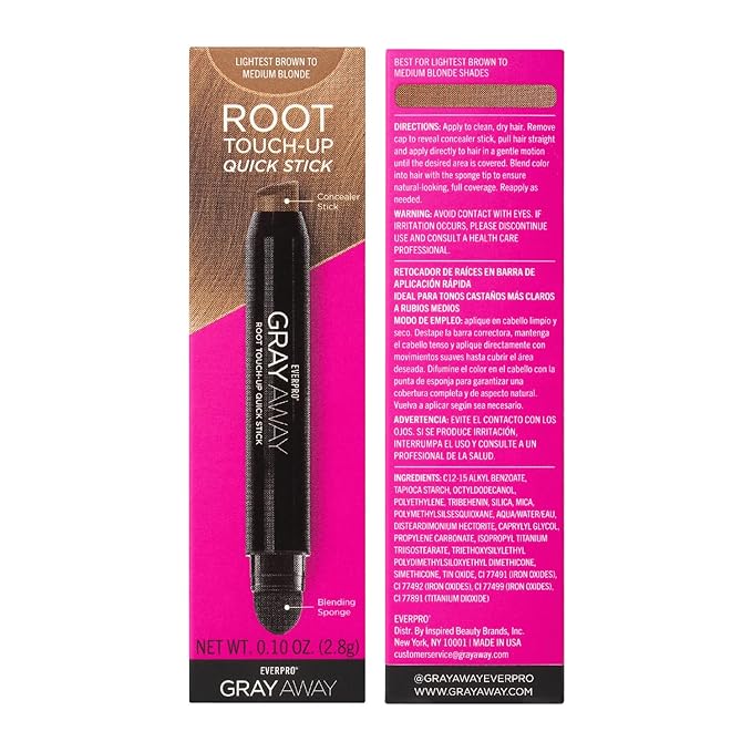 EVERPRO Gray Away Root Touchup Quick Stick, Lightest Brown/Medium Blonde, 0.1 Oz