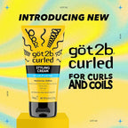 Got2B Curled Styling Cream, 6 Fl Oz, Curl Defining & Moisturizing Hair Cream for Coily & Curly Hair, Provides Frizz Control & Soft Feel for Type 3-4 Curls, Made with Vitamin E, Aloe Vera & Argan Oil