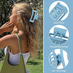 3.5 Inch Medium Hair Claw Clips 6 Pack Hair Clips for Women Square Rectangle Claw for Hair Banana Jaw Clips Hair Accessories for Girls (Blue)