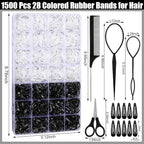 Rubber Bands for Hair, 1500 Pcs Elastic Hair Bands Baby Girl Hair Ties Mini Hair Rubber Bands with 4 Hair Styling Tools 10 Hair Clips Hair Accessories for Toddler Baby Girl Kids