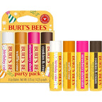 Burt's Bees Lip Balm Party Pack - Birthday Cake, Waffle Cone, Strawberry Shortcake, and Cookies & Cream, All Day Moisturizer, Tint-Free, Natural Origin Conditioning Lip Treatment, 4 Tubes, 0.15 oz.