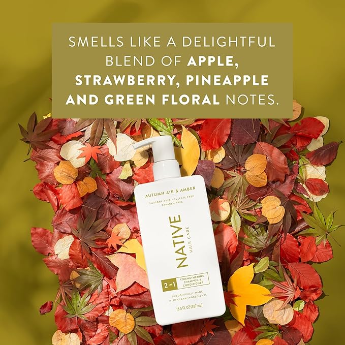Native 2-in-1 Shampoo & Conditioner - Autumn Air & Amber - Naturally Derived Ingredients, Silicone-Free, Sulfate-Free, Paraben-Free, Strengthening Hair Care | Fall Seasonal Bundle 16.5 oz - 2 Pk