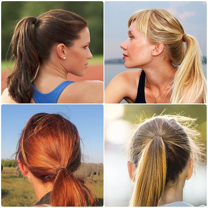 Brown Hair Ties, Ponytail Holders No Damage For Women, Elastic Hair Bands For Thin and Thick Hair (100 PCS)