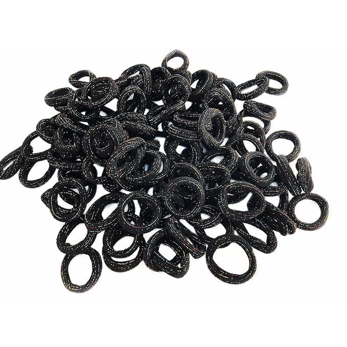 Mini Small Glittering Hair Ties All Hair Types Seamless Glitter Hair Ponies Elastics Ponytail Holders Hair Scrunchies Hair Accessories Baby Girls Kid Children 100 pcs