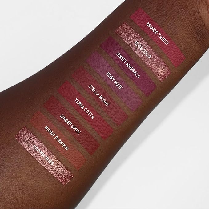 Aromi Rose Gold Metallic Liquid Lipstick | Peachy Pink, Coral Lip Color with Shimmery Finish, Vegan, Cruelty-free, Long-Lasting, Smudge Proof, Handmade (Rose Gold)