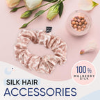 Blissy Silk Scrunchies (3 Pack) - 100% Pure Mulberry Silk - 22 Momme 6A High-Grade Fibers Scrunchie for Straight & Curly Hair (Nicole Miller - Mauve Cheetah, Regular)
