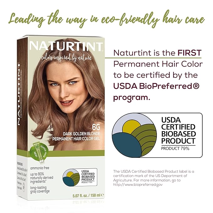 Naturtint 6G Dark Golden Blonde Permanent Hair Color (Pack of 1), Ammonia Free, Vegan, Cruelty Free, up to 100% Gray Coverage, Long Lasting Results (Packaging may vary)