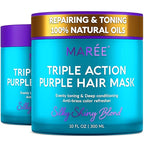 MAREE Deep Conditioning Purple Hair Mask for Blonde Hair 2 PACK – Purple Toner for Brassy, Bleached, Silver, or Color Treated Hair – Keratin Hair Treatment – Matizador Para Cabello Rubio