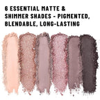 6 Colors Mini Eyeshadow Makeup Palette Rosy Neutral Nude Eye Shadow Shimmer & Matte Make Up Pallet with Mirror Highly Pigmented Long Lasting Waterproof Travel Size Gift Kit 02