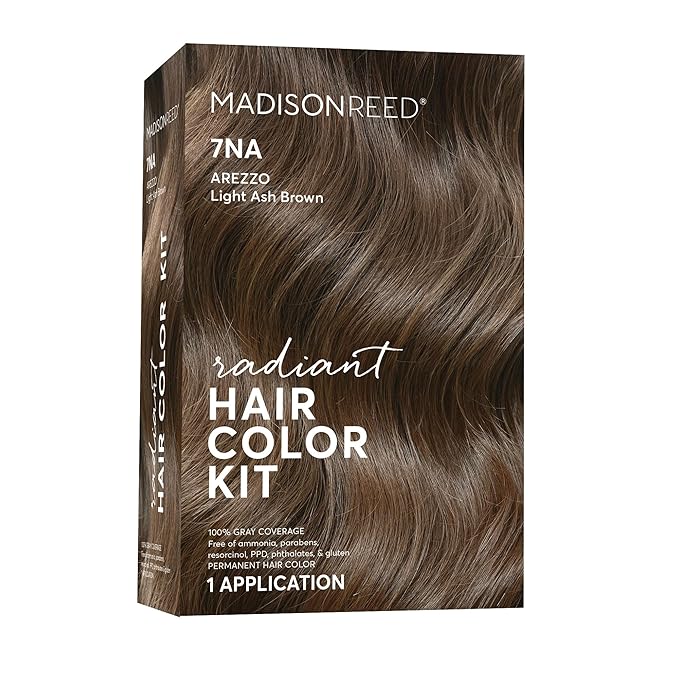 Madison Reed Radiant Hair Color Kit - 7NA Light Ash Brown with Cool Smoky Undertones (Arezzo Brown), Dimensional Gray Hair Blending Permanent Hair Dye, PPD-Free & Ammonia-Free, 1 Pack