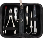 3 Swords Germany - brand quality 6 piece manicure pedicure grooming kit set genuine leather case black, Made in Germany