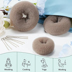 TsMADDTs Hair Bun Set, 4PCS Tan Brown Hair Donut Bun Maker with 20PCS U Shaped Bobby Pins for Dance