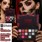Black Red Goth Smokey Eyeshadow Palette Makeup-18 Colors Gray Silver Pink Burgundy Matte Shimmer Metallic Dark Eye Shadow Pallet for Christmas Halloween Clown Vampire Joker SFX Cosplay Costume Make Up