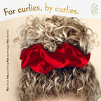 Silk Scrunchies Ponytail Holders – Oversized Mulberry Silk Scrunchies – Extra Large No Damage Hair Ties for Curly, Thick, and Thin - Hair Accessories for Women – Poppy Razzi Red, XL By Curlfriend