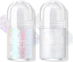 2 Colors Roll-on Body Glitter Gel, Holographic Glitter Gel Under Light for Face Hair, Body Shimmer for Rave Accessories Christmas New Year Halloween Makeup (11+13)