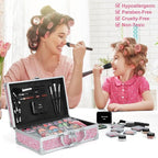 Anpro All-In-One Makeup Kit for Girls 10-12 with Case, Pro Teen Makeup Set, Tween Makeup Kit for Teens Women, Full Make Up Starter Kit with Brushes, Lipstick, Eye Shadow, Palette, Blush, Glitter Gel