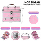 Hot Sugar Makeup Kit for Teens with Train Case, Portable Beginner Makeup Gift Set, Makeup Beauty Kit for Girls (Pink)