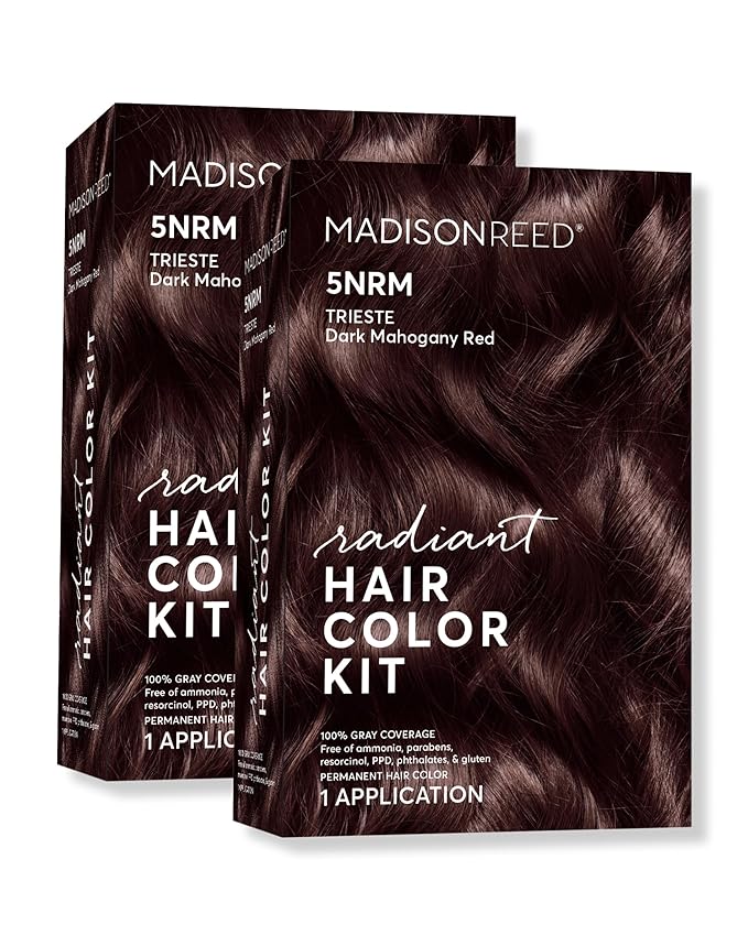 Madison Reed Radiant Hair Color Kit - 5NRM Dark Mahogany Red with Auburn Tones (Trieste Red), Dimensional Gray Hair Blending Permanent Hair Dye, PPD-Free & Ammonia-Free, 2 Pack
