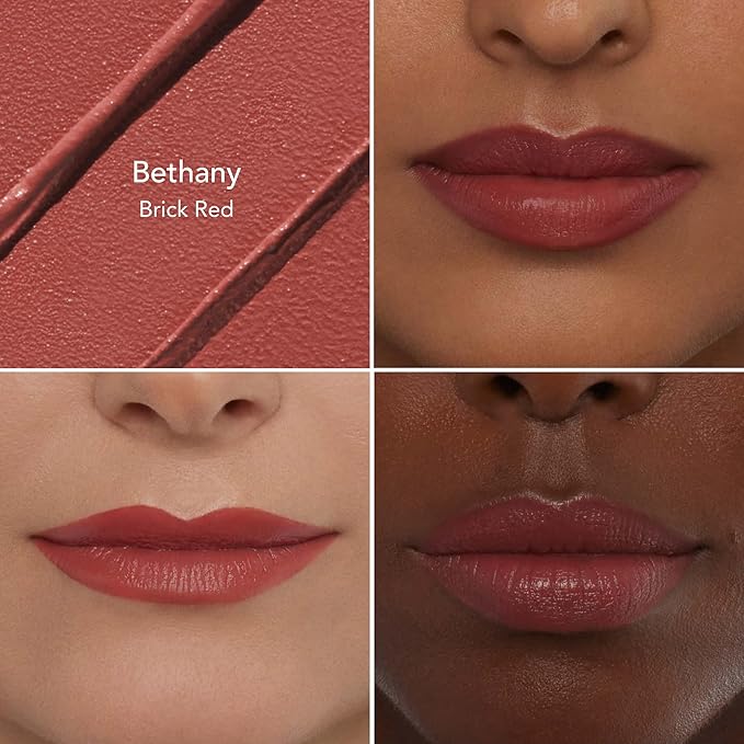 Thrive Causemetics Impact-FULL Smoothing Lipstick, Moisturizing Lip Makeup Essential with Vitamin E, Lightweight Creamy Lipstick for Women, Long Lasting, Vegan, Shade Bethany (Brick Red)