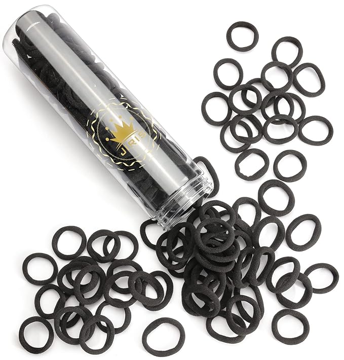 100 pcs No Break Hair Ties fitting Kit, and limited-time Starter Kit | Gentle for any hair type with no slipping or snagging Color mixing(Black)