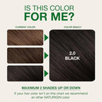 Naturigin Permanent Hair Color, 2.0 Black, Ammonia Free, 100% Gray Coverage, Nourishing Natural Formula, For All Hair Types, Long-Lasting, Vegan & Cruelty-Free, 1 Pack