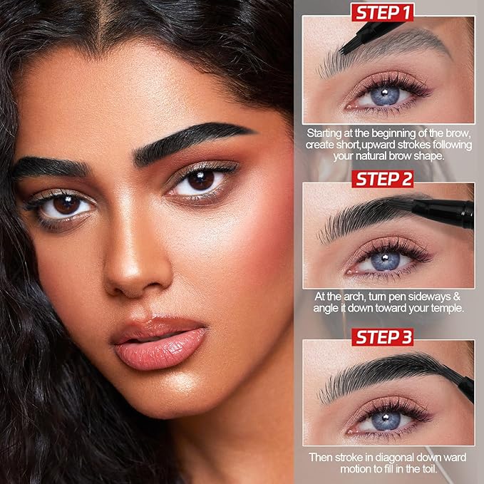 Waterproof Eyebrow Pen，Long Lasting Eyebrow Pencil，Creates Hair-Like, Natural-Looking, 3D Eyebrows,Eye Brow Makeup Pen for Women