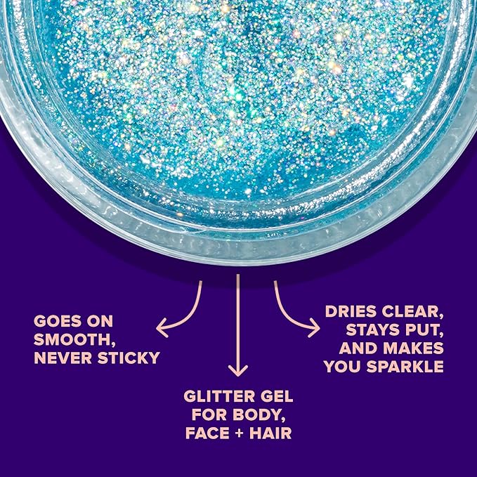 Unicorn Snot Face & Body Glitter Gel - Cosmetic-Grade Holographic Glitter - Stocking Stuffers for Women, Gifts for Teen Girls - Safe for Face, Easy Application & Removal - Blue Glitter, 1.7oz (Sky)