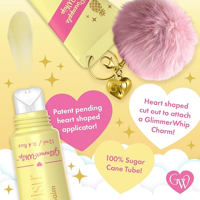 Glimmer Wish Glimmer Whip Hydrating Lip Balm – Moisturizing Lip Care with Organic Oils & Butters – Vegan Lip Moisturizer (Pineapple Whip)