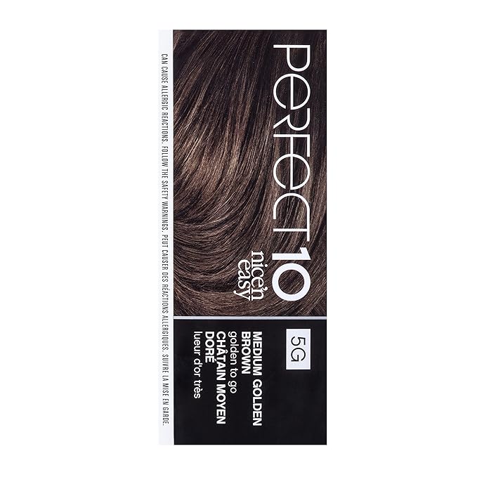 Clairol Nice‘n Easy Perfect 10 Permanent Hair Dye, 5G Medium Golden Brown Hair Color, Pack of 1