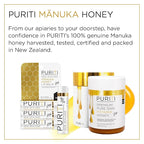 PURITI Manuka Honey Lip Balm – 3pack Soothing & Moisturizing, Enriched with Almond, Jojoba, Macadamia Oils, Cocoa Butter, Hydrating for Dry & Chapped Lips, 100% Genuine New Zealand Manuka Honey