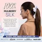 Blissy Silk Scrunchies (3 Pack) - 100% Pure Mulberry Silk - 22 Momme 6A High-Grade Fibers Scrunchie for Straight & Curly Hair - Preventing Breakage, Tangling, & Creasing (Tie Dye Skinny)